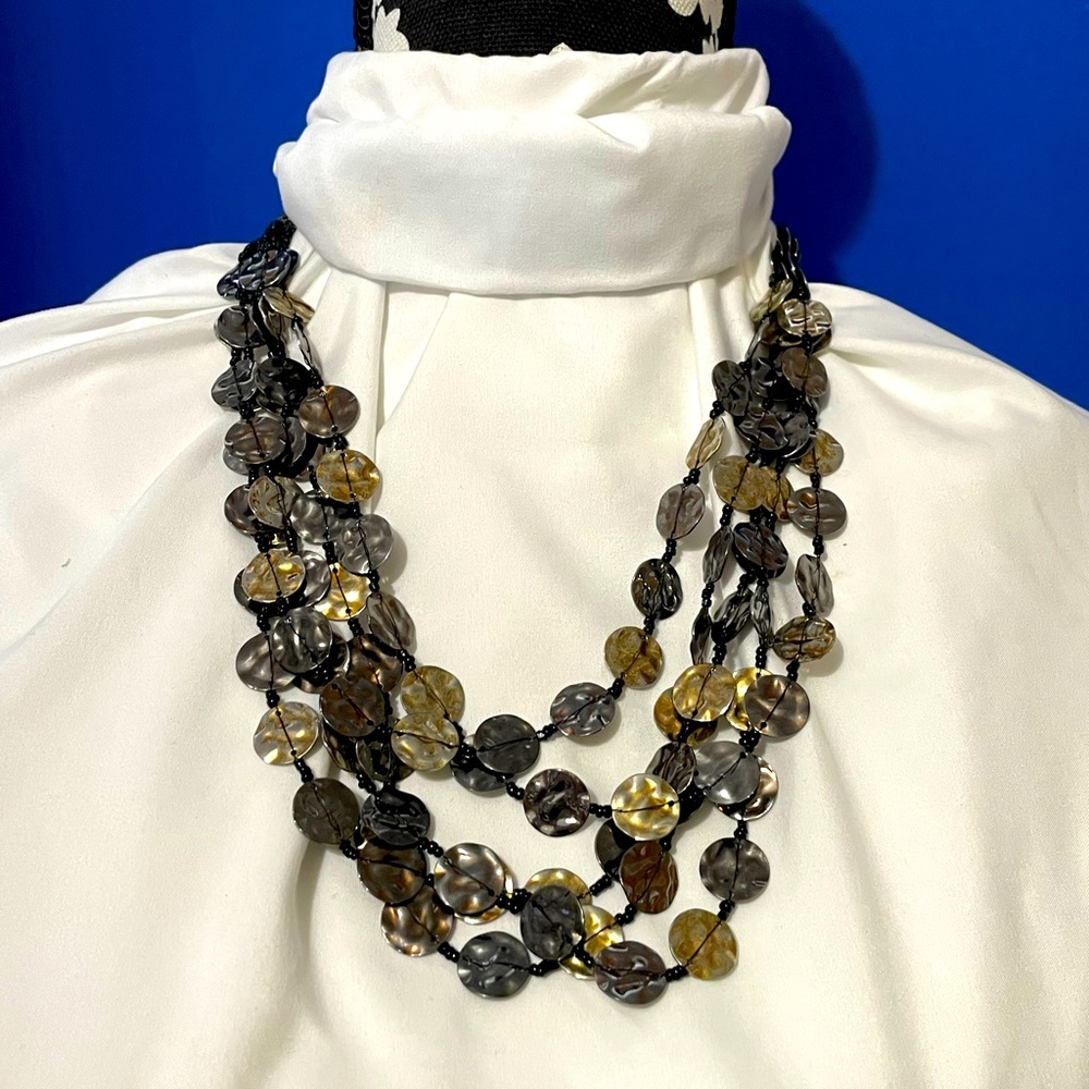 Chico’s Statement Necklace Lot Bundle of 3 Necklaces Blue, Light Green, Metallic